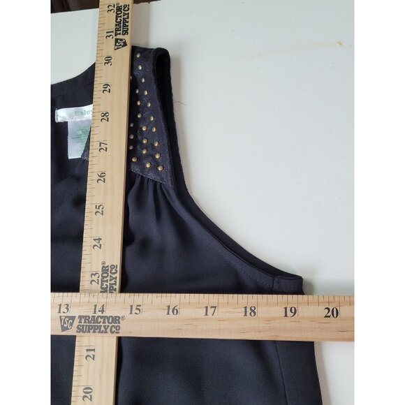 Vintage Y2K Tank Top S Shell Black Studs Hi Low V-Neck Split Back Gauzy - Picture 9 of 12